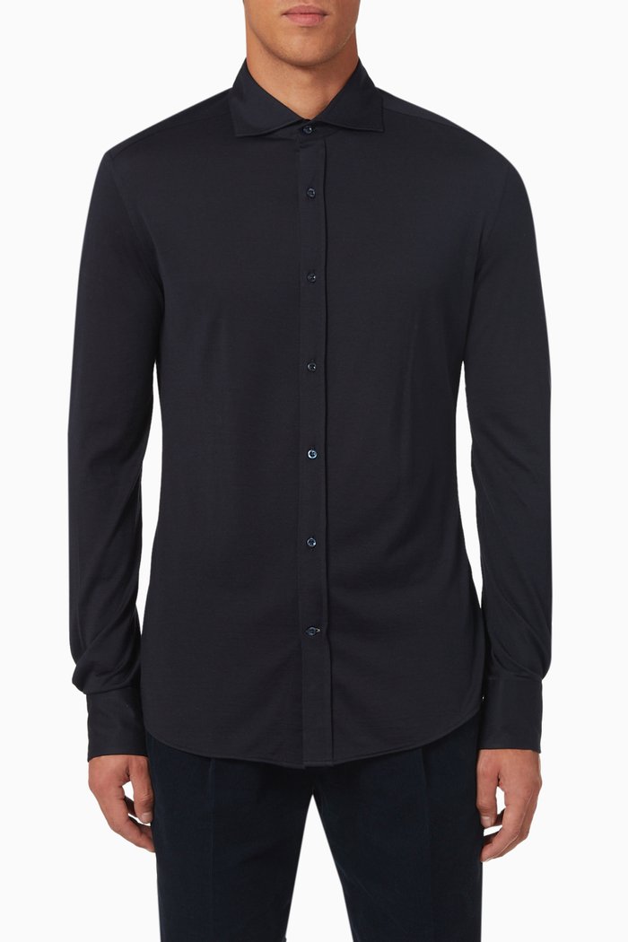 

Shirt in Cotton & Silk Blend, Blue