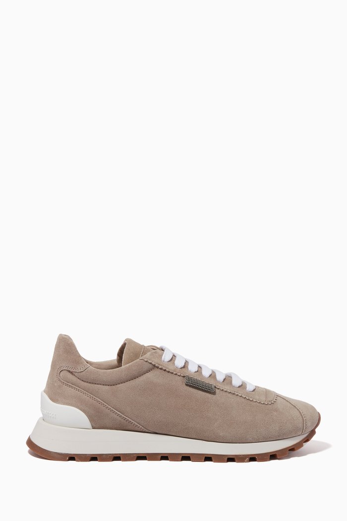

Runner Sneakers in Suede, Grey