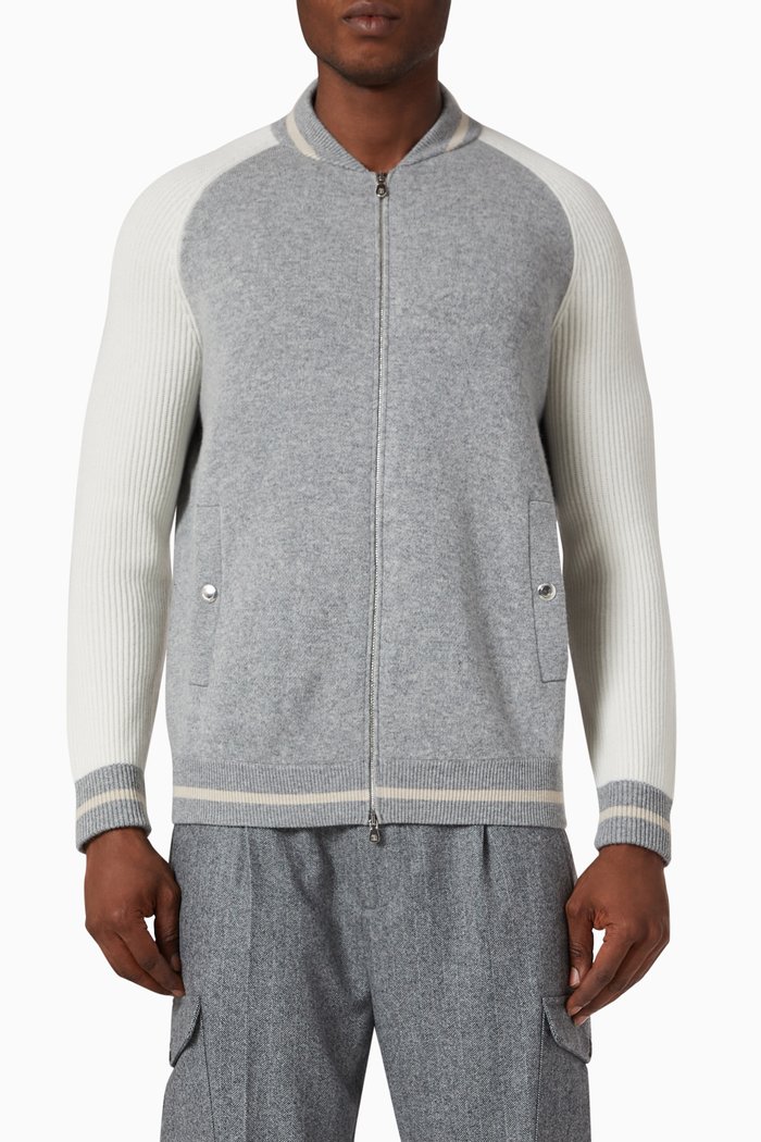 Bomber Jacket in Virgin Wool, Grey