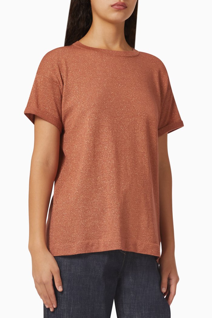 

Glitter T-shirt Sweater in Cashmere Blend, Orange
