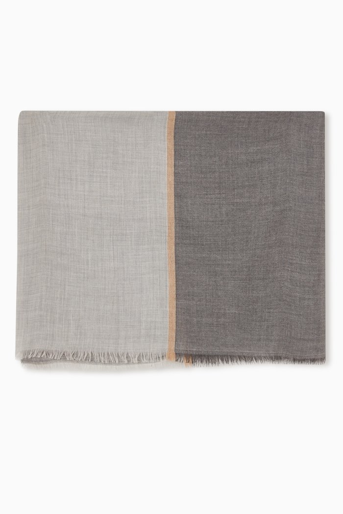 

Scarf in Colour-block Cashmere & Silk, Grey