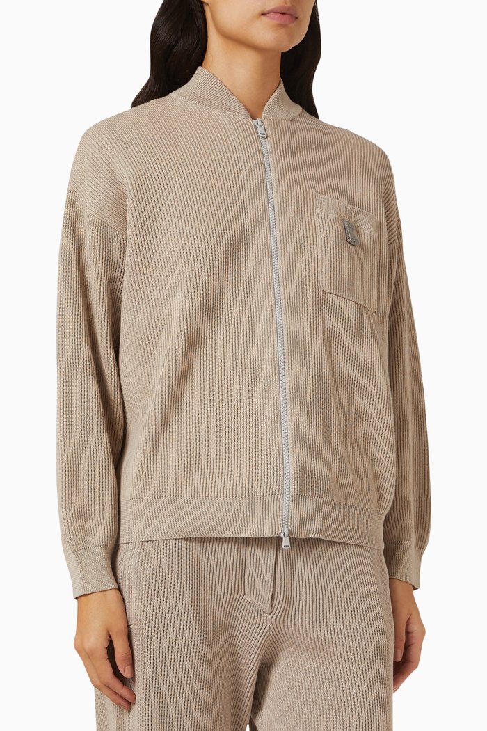 

Ribbed Bomber Jacket, Neutral