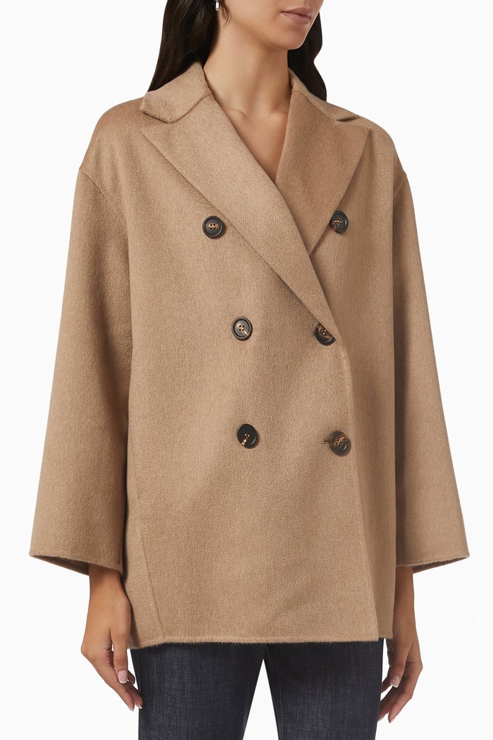 

Peacoat in Cashmere Double Beaver Cloth, Neutral