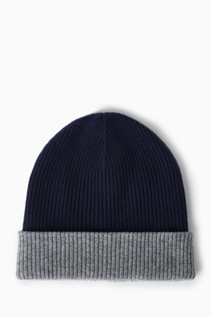 

Beanie Hat in Cashmere Rib-knit, Blue