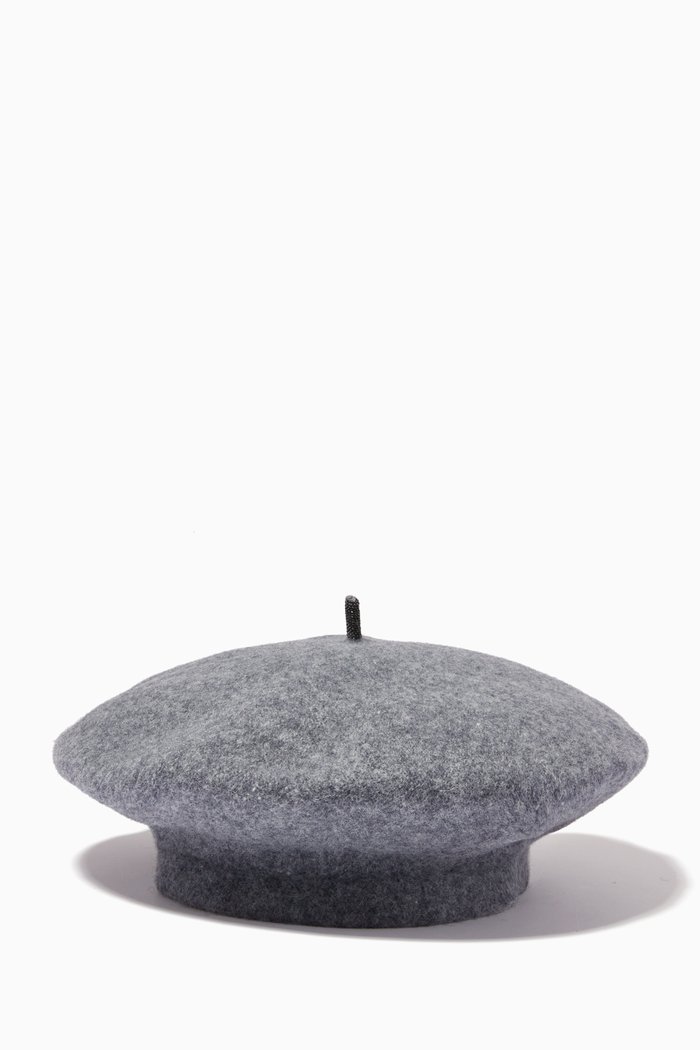 Beret in Wool, Grey