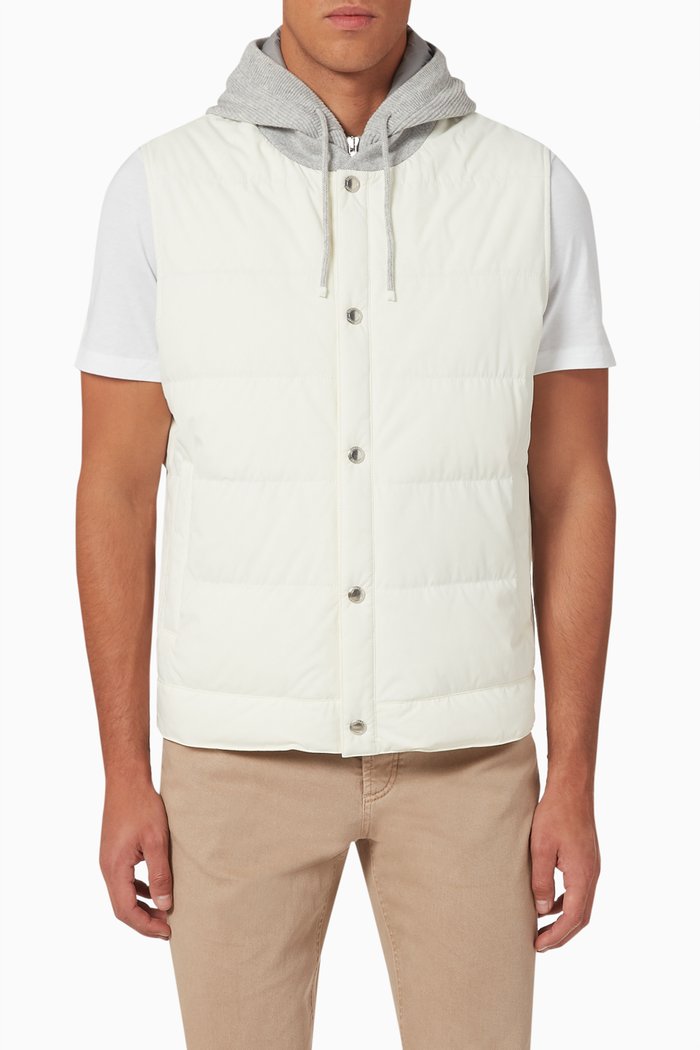 

Padded Vest in Wool Blend, White