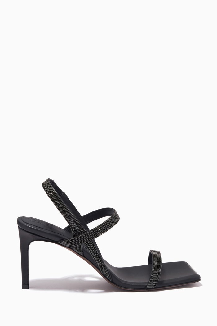 

Precious Straps 85 Sandals in Matte Leather, Black
