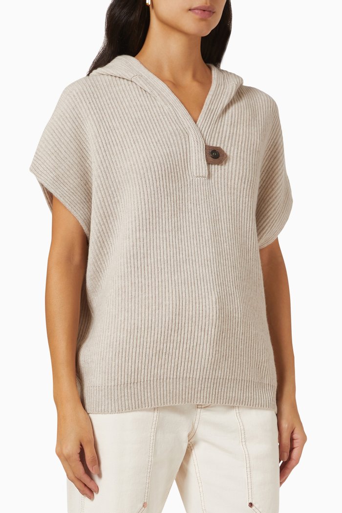 

Knitted Hoodie Vest, Neutral