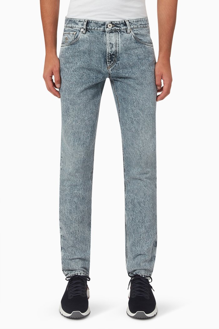 

Slim-fit Mid-rise Jeans in Denim, Blue