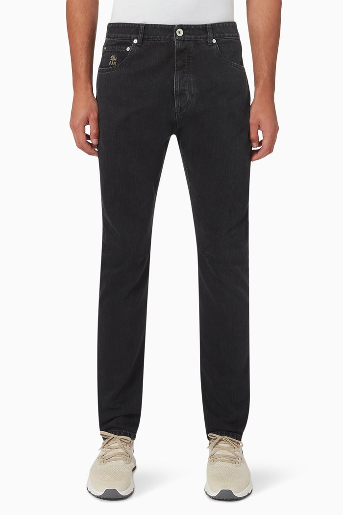 

Slim-fit Mid-rise Jeans in Denim, Grey