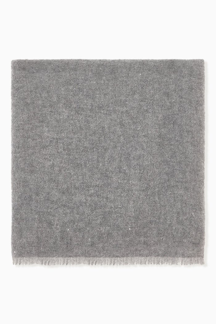 

Scarf in Cashmere & Silk Blend Knit, Grey
