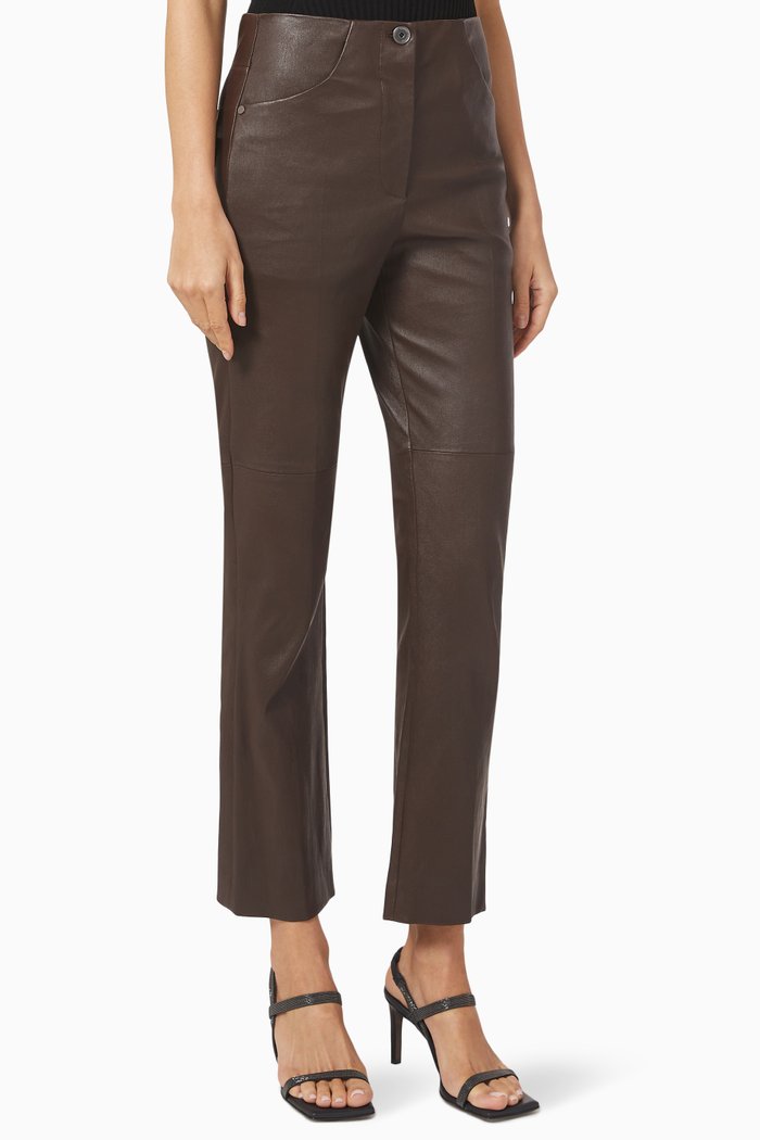 

Cigarette Fit Pants in Nappa, Brown