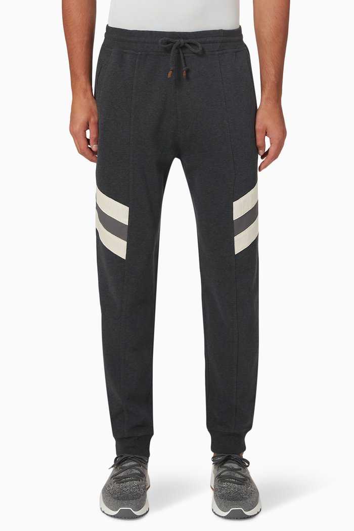 

Drawstring Track Pants in Cotton Blend, Black