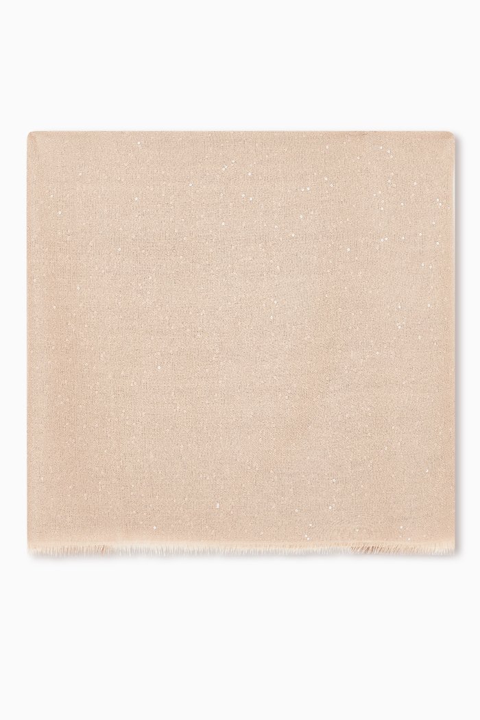 

Scarf in Lightweight Cashmere & Silk Diamond-yarn Knit s, Neutral