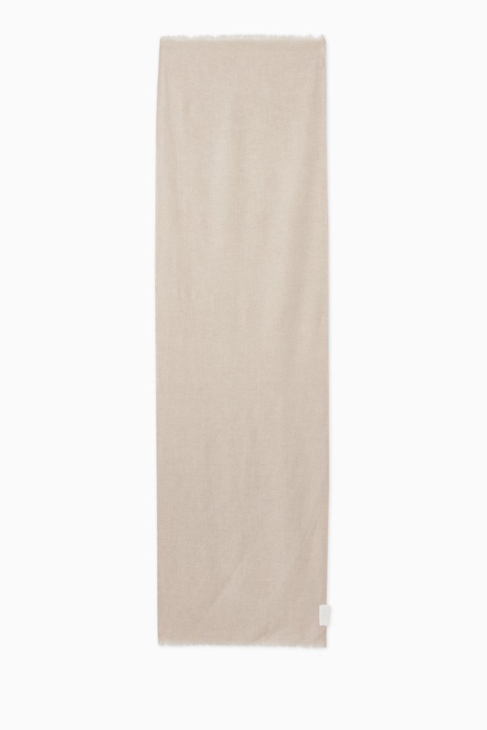 

Fringed-edge Scarf in Cashmere-knit, Neutral