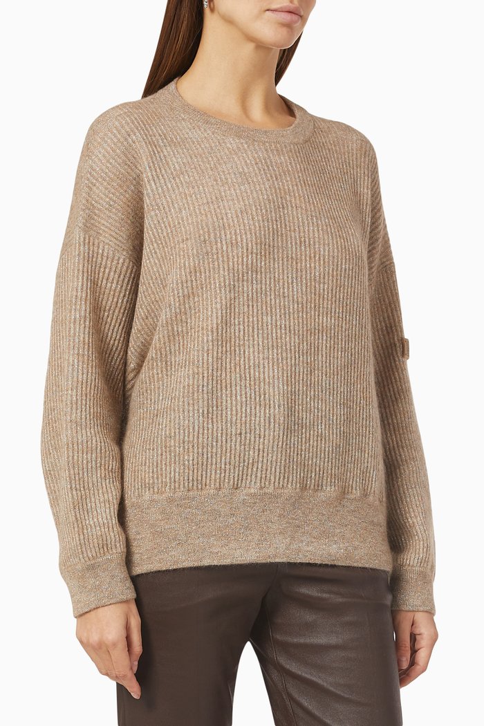 Rib Sweater in Shimmery Mohair, Neutral