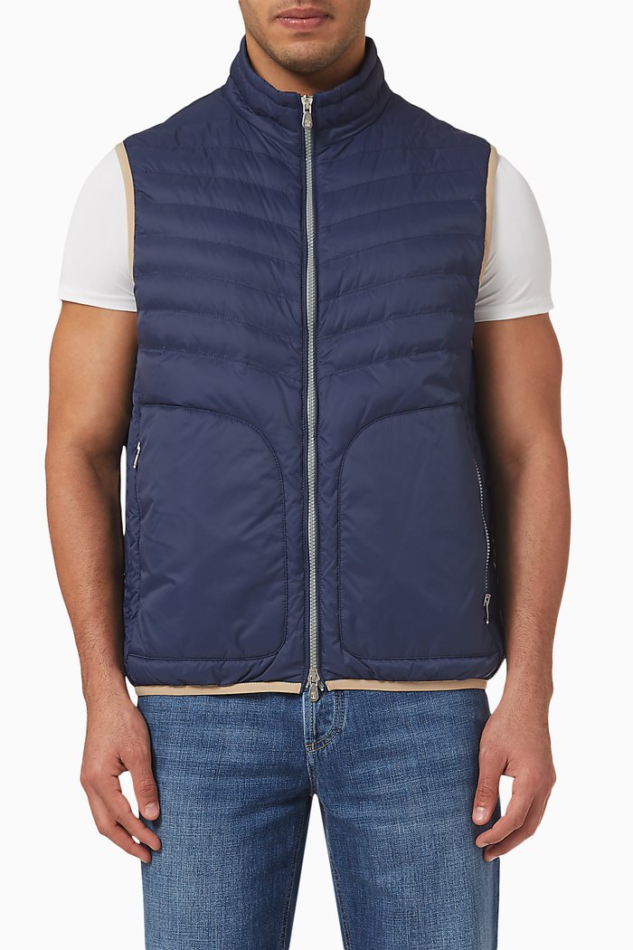 

Padded Zip-up Vest in Matte Nylon, Blue