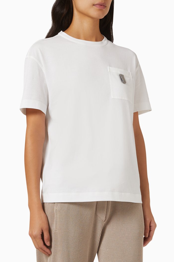 Patch Pocket T-shirt in Cotton Jersey, White