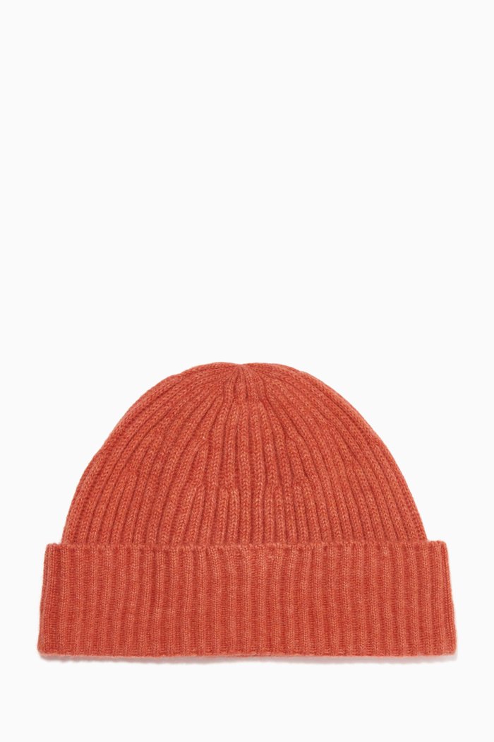 

Beanie Hat in Cashmere English Rib, Orange