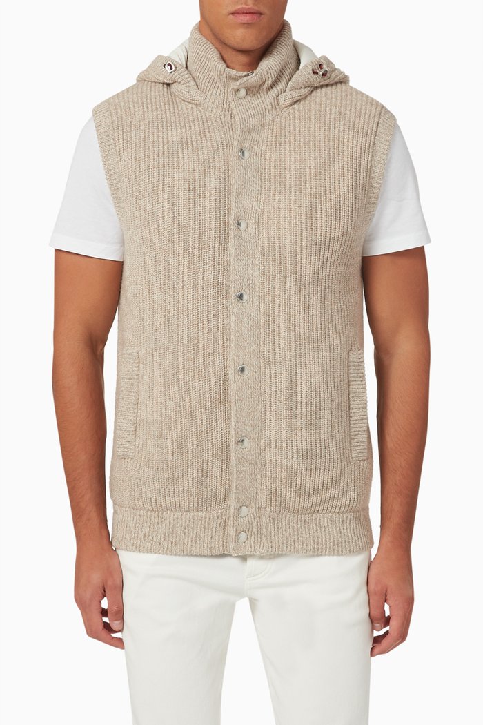 

Sleeveless Gilet in Cashmere-knit, Brown