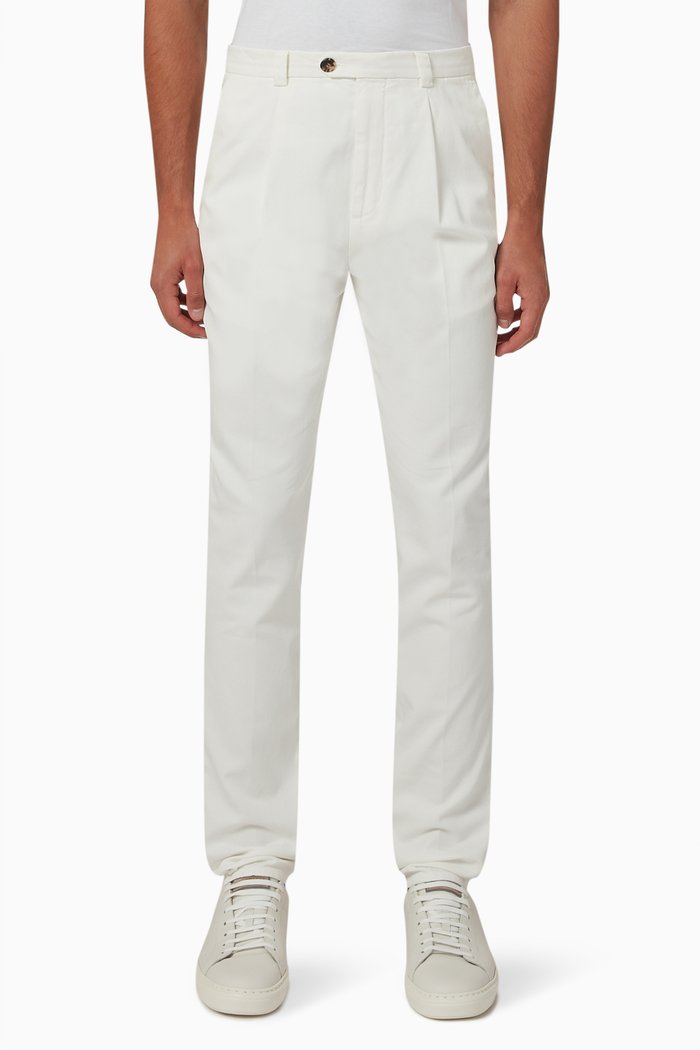 

Garment-dyed Italian Fit Pants in Pima Cotton Gabardine, White