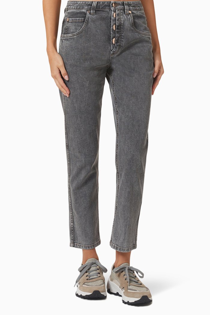 

Comfort Mid-rise Boyfriend Jeans, Grey