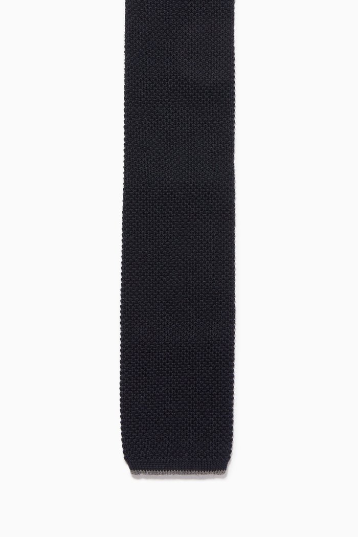 

Square-tip Tie in Wool Knit, Blue