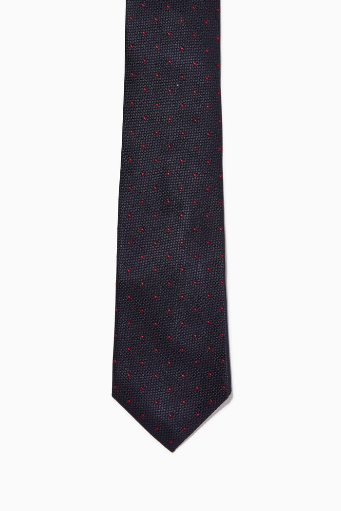 Spotted Tie in Silk, Blue