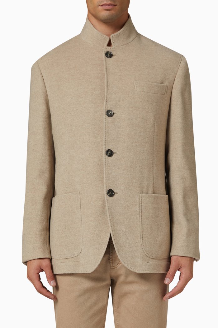 

Notched-collar Blazer in Cashmere, Neutral