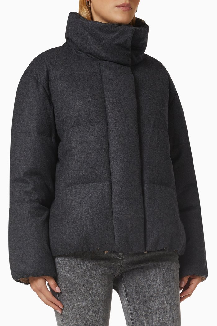 

Padded Jacket in Quilted Wool, Grey