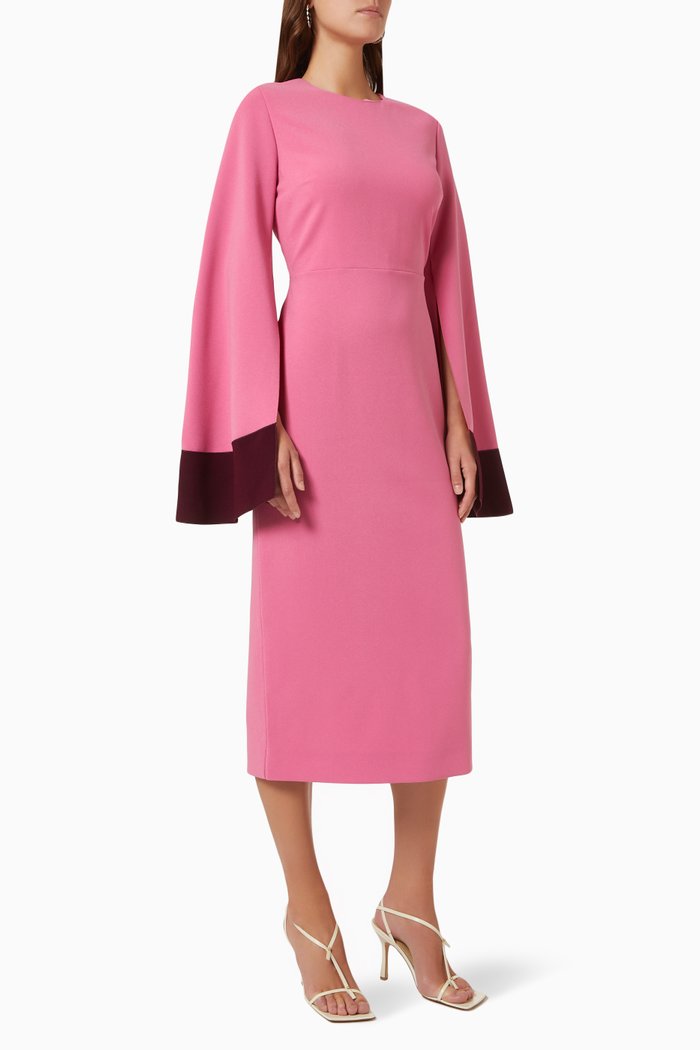 

Zimara Midi Dress in Bonded Crepe, Pink