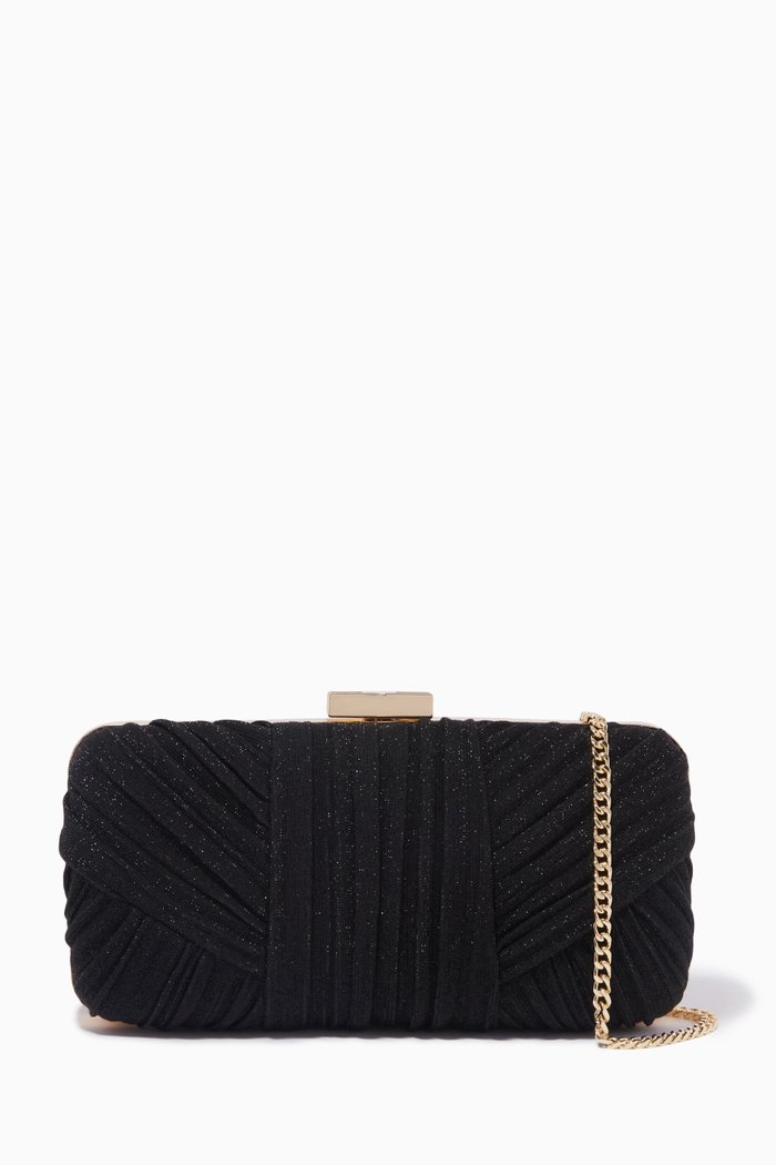 

Pleated Clutch Bag in Lurex, Black