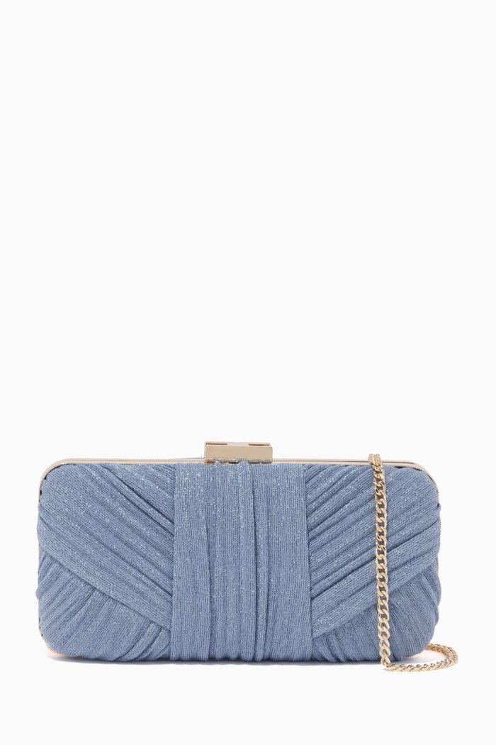 

Pleated Clutch Bag in Lurex, Blue