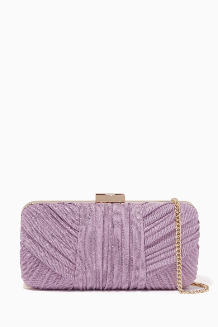 

Pleated Clutch Bag in Lurex, Purple