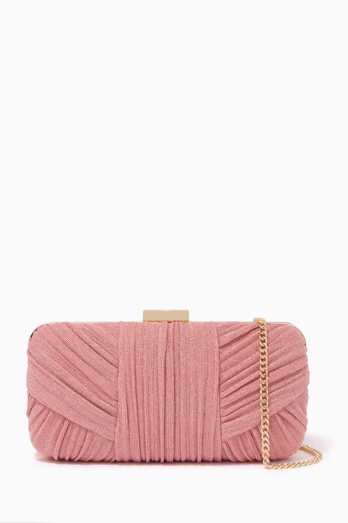 

Pleated Clutch Bag in Lurex, Pink