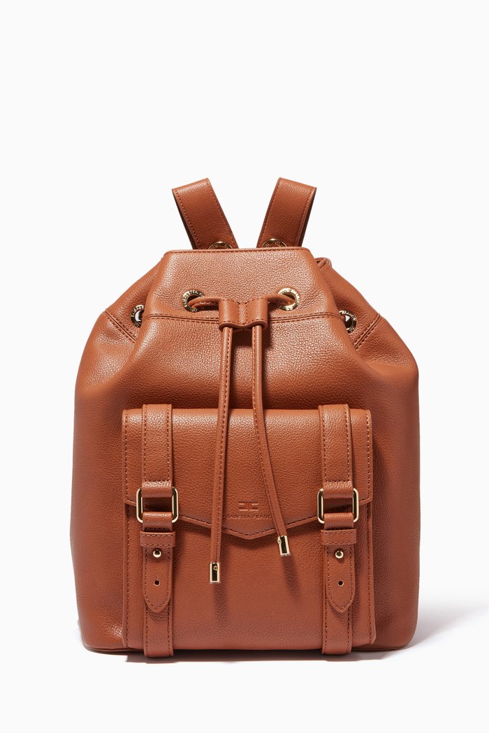 

Backpack in Tumbled Faux Leather, Brown