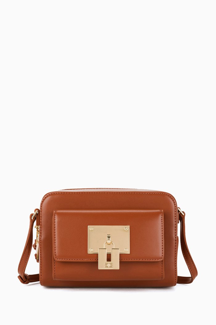 Camera Bag in Faux Leather, Brown