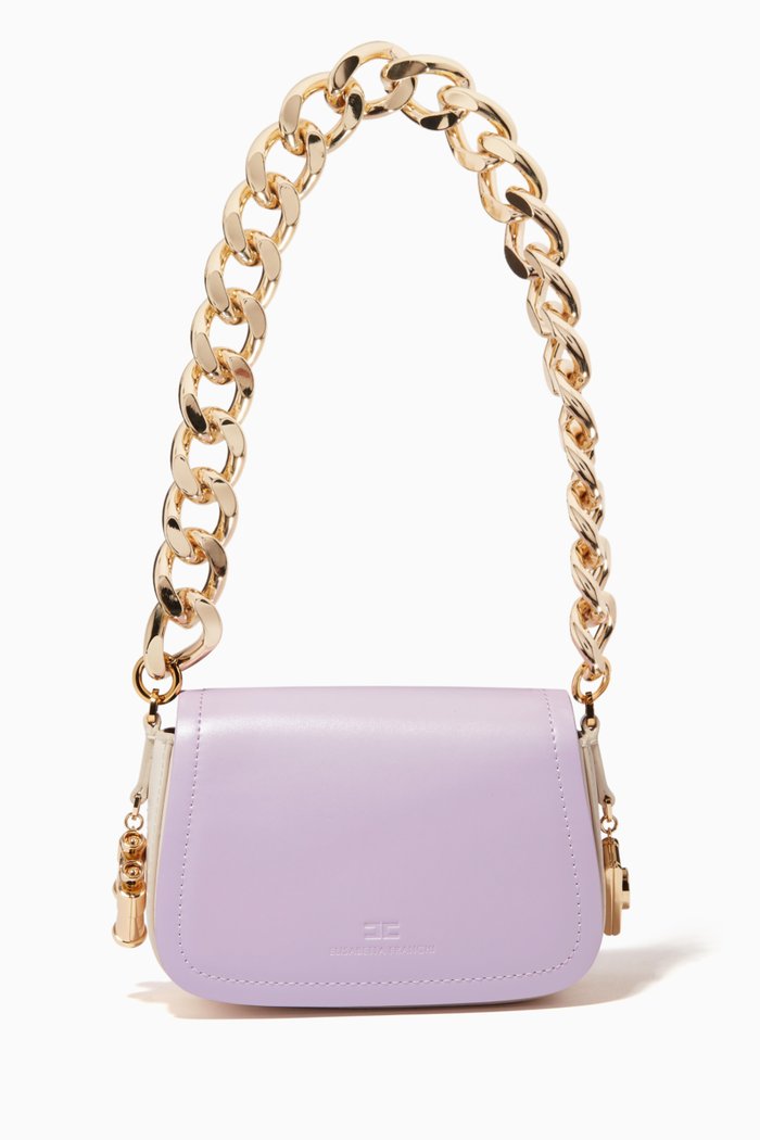

Mini Shoulder Bag in Faux Leather, Purple