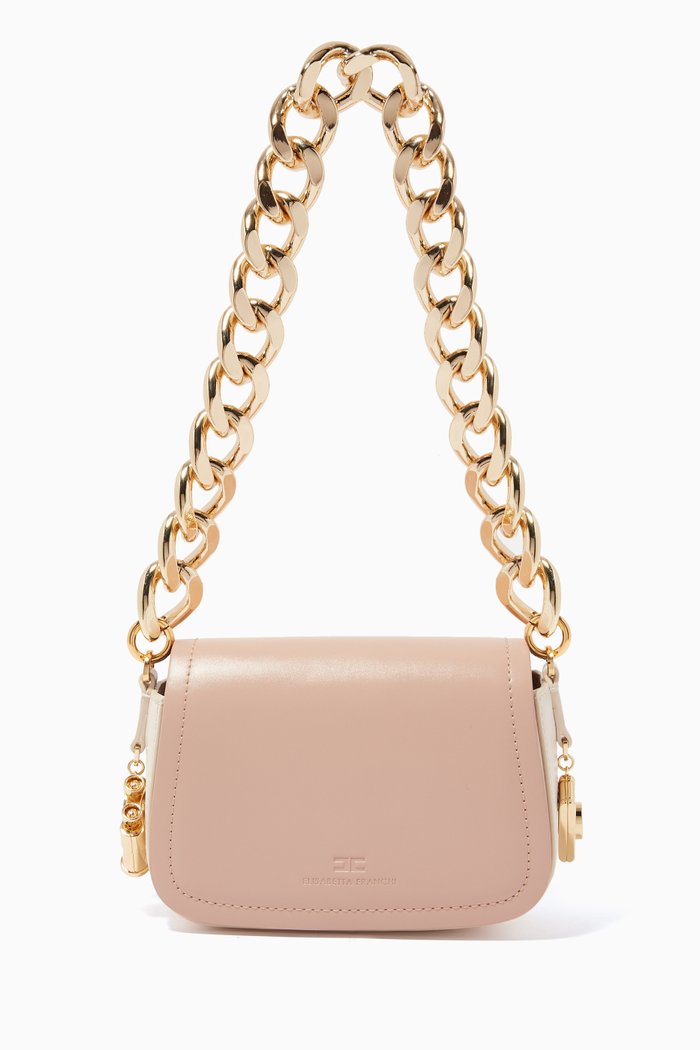 Mini Shoulder Bag in Faux Leather, Neutral