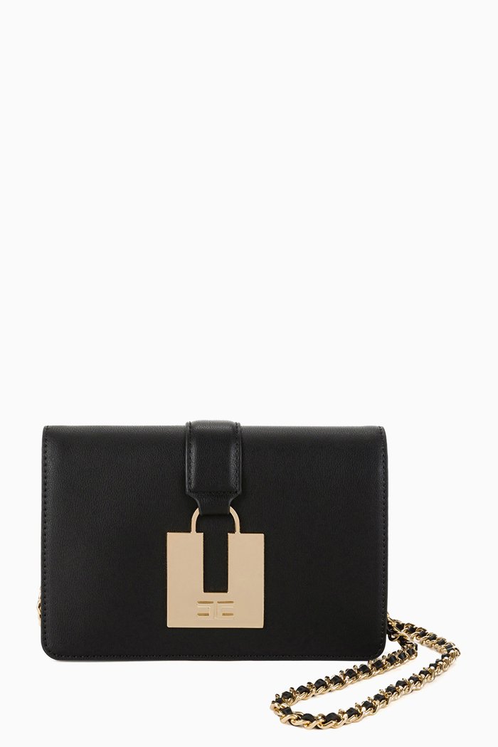

Mini Shoulder Bag in Faux Leather, Black