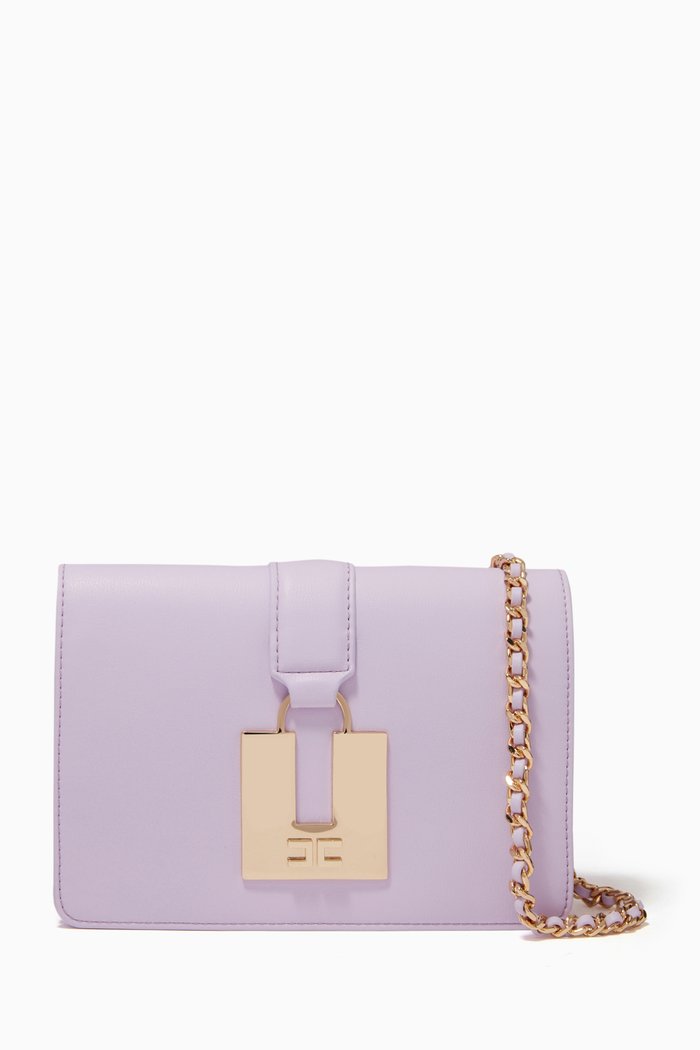 

Mini Shoulder Bag in Faux Leather, Purple