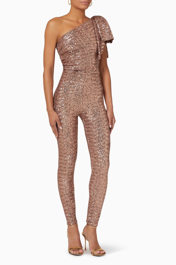 

Asymmetric Jumpsuit in Sequin, Pink