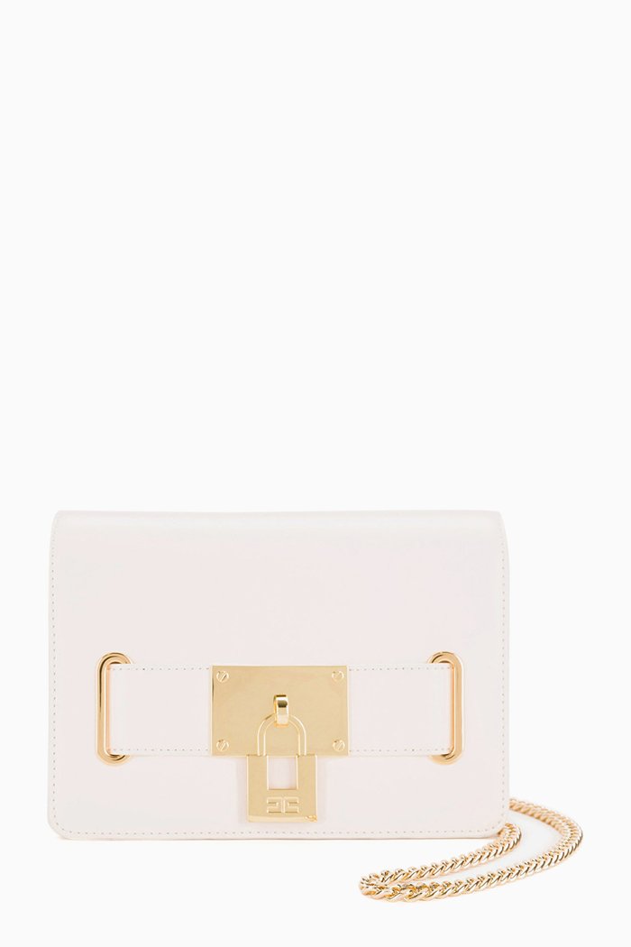 Shoulder Bag in Faux Leather, Neutral