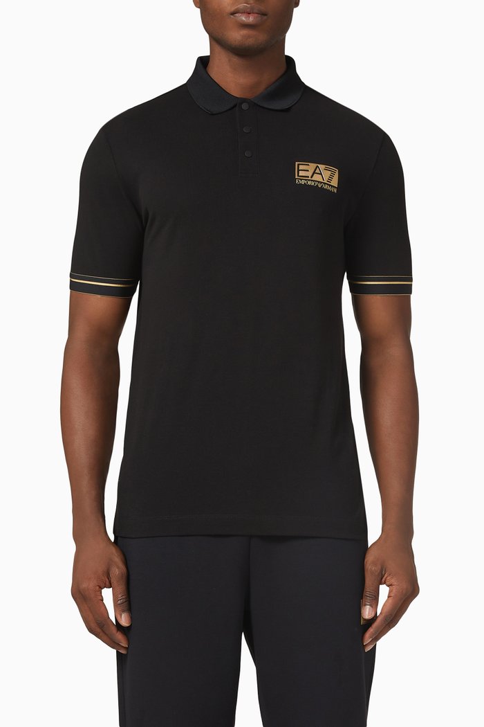 EA7 Polo in Pima Cotton, Black