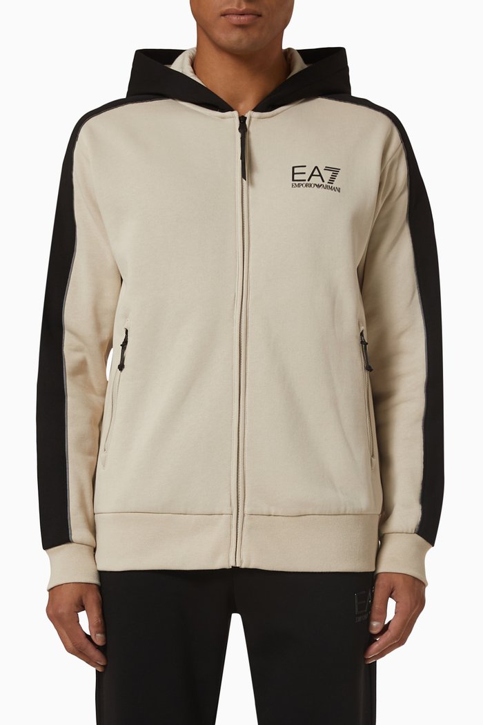 

Colour Block Jacket in Cotton Blend, Neutral