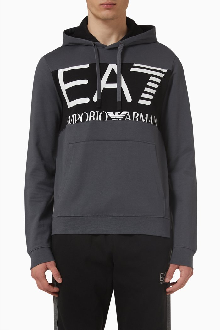 

Logo Print Hoodie in Cotton, Grey