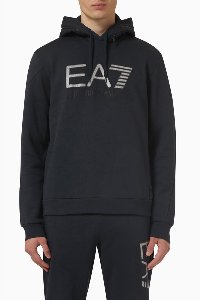 

EA7 Hoodie in Cotton Blend, Blue
