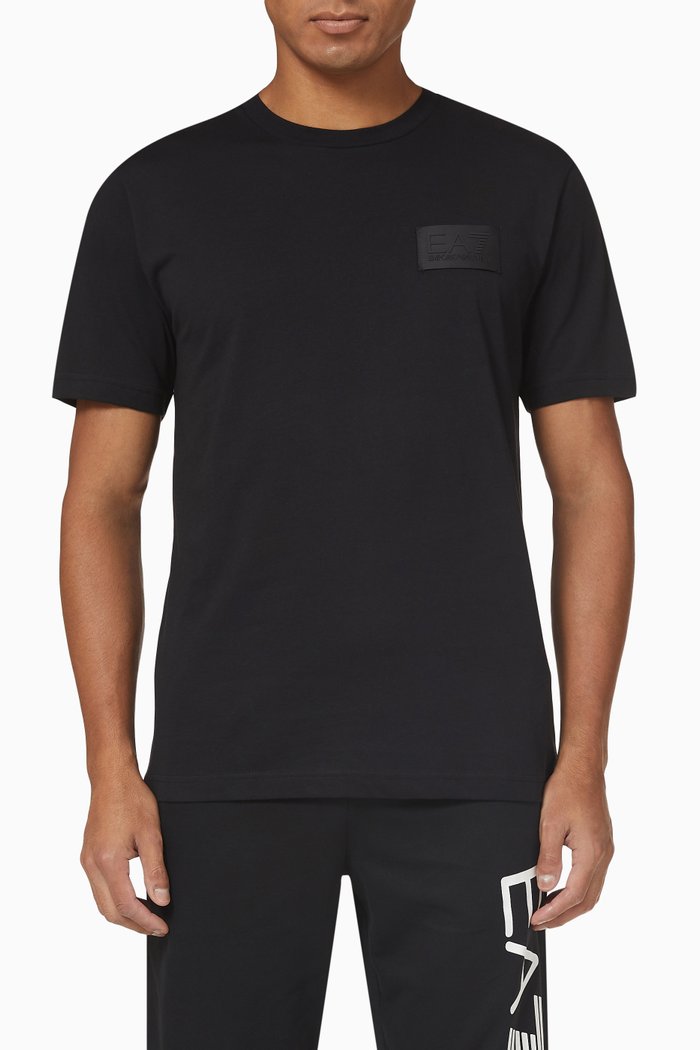 EA7 Logo T-shirt in Cotton, Black