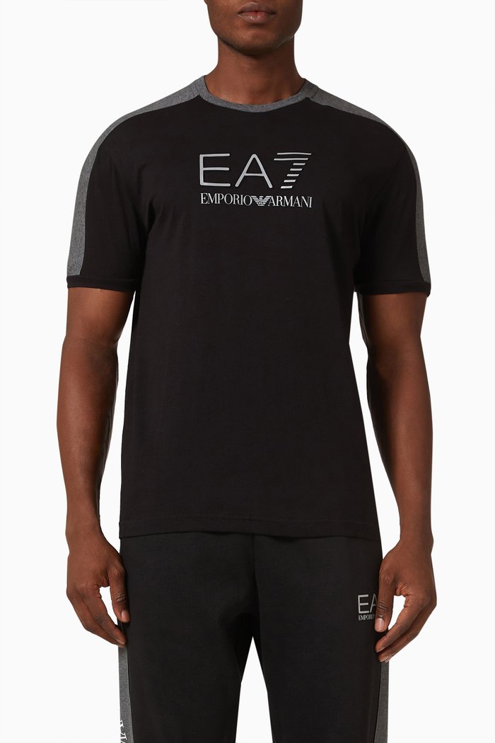 

EA7 Train Athletic T-shirt in Cotton Jersey, Black