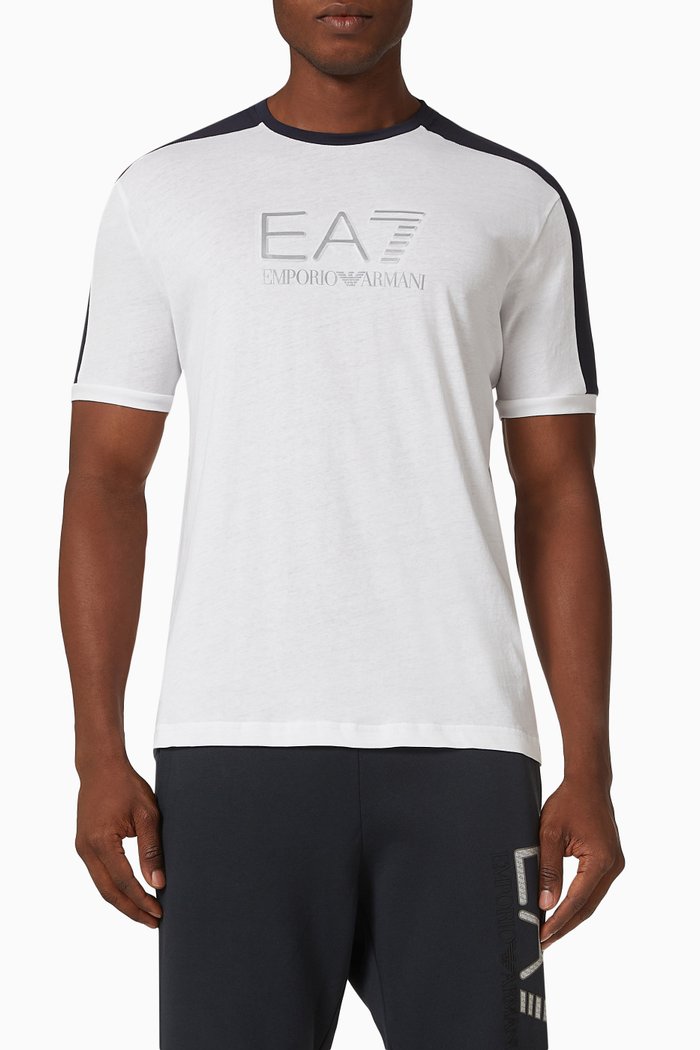 

EA7 Train Athletic T-shirt in Cotton Jersey, White